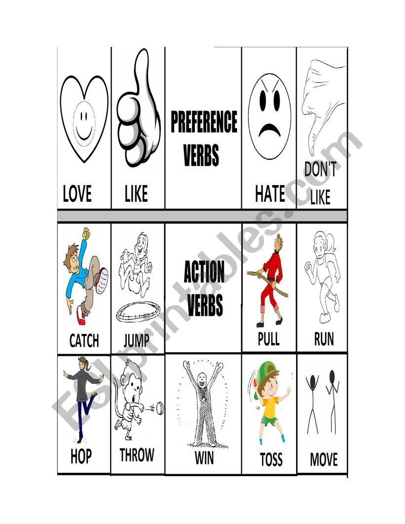 Action and Preference Verbs worksheet