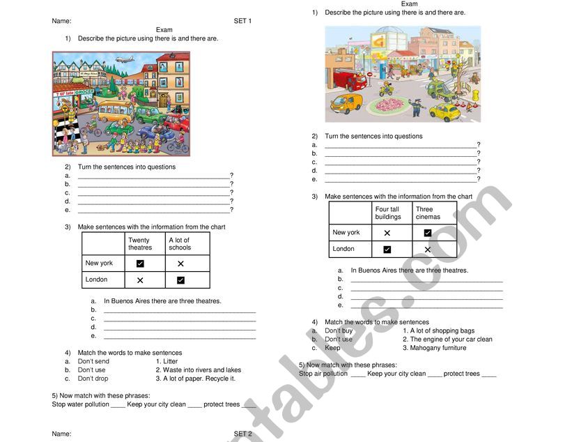 Exam there is and there are / picture description