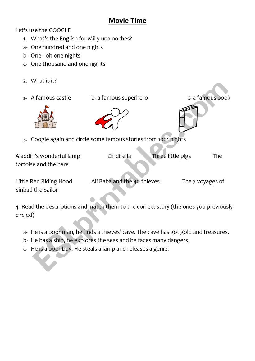 Aladdin worksheet