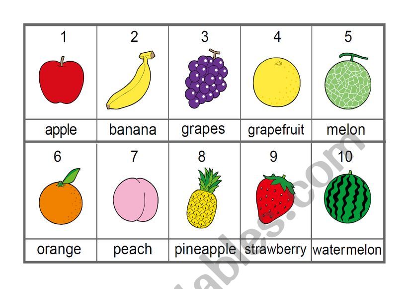 fruits worksheet