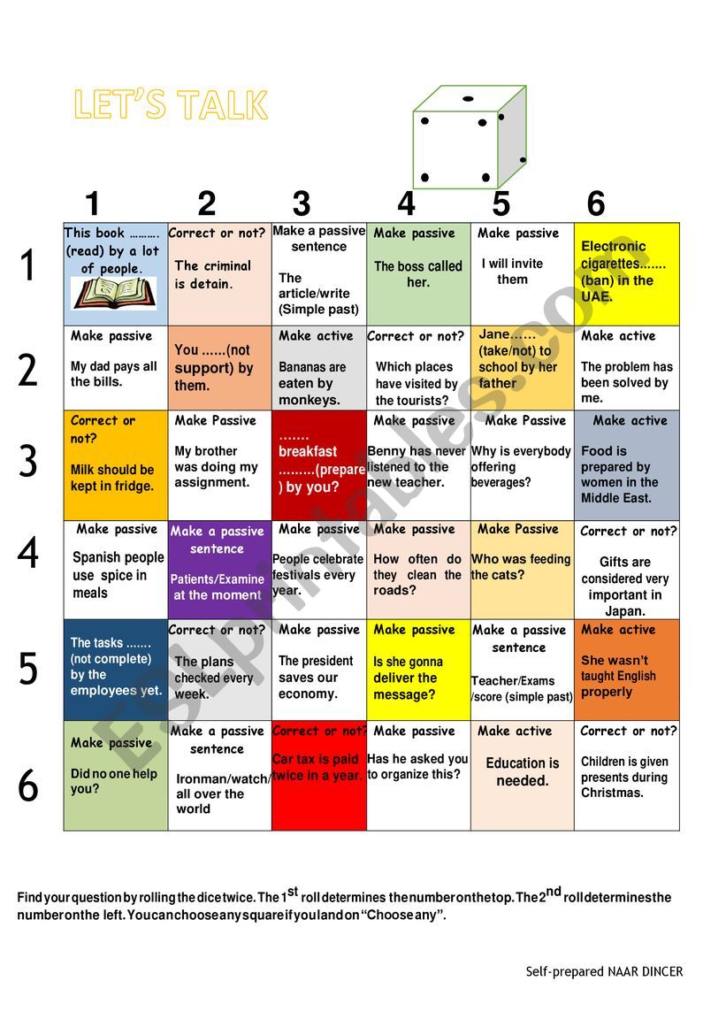 Passive voice BOARDGAME & KEY worksheet