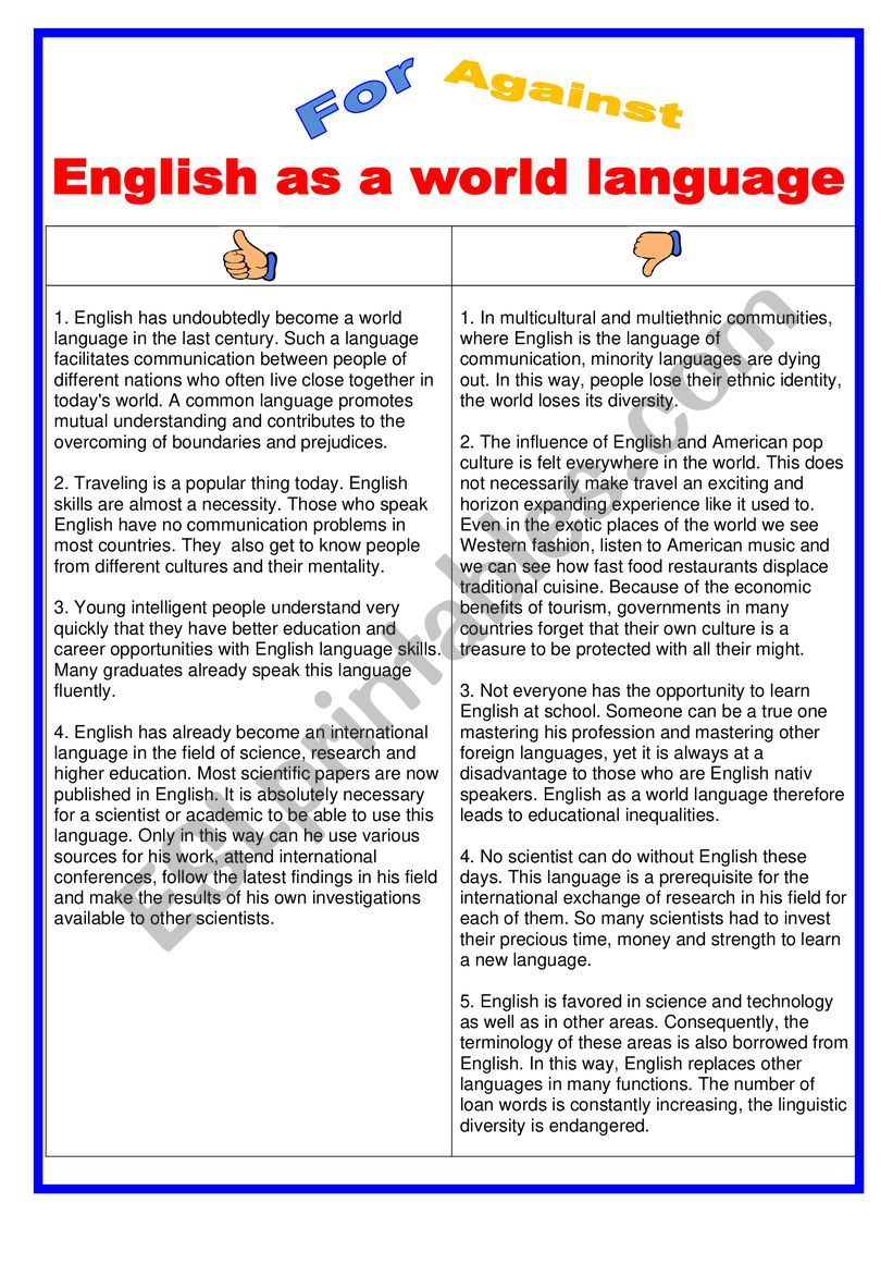 For or against - English as a World language