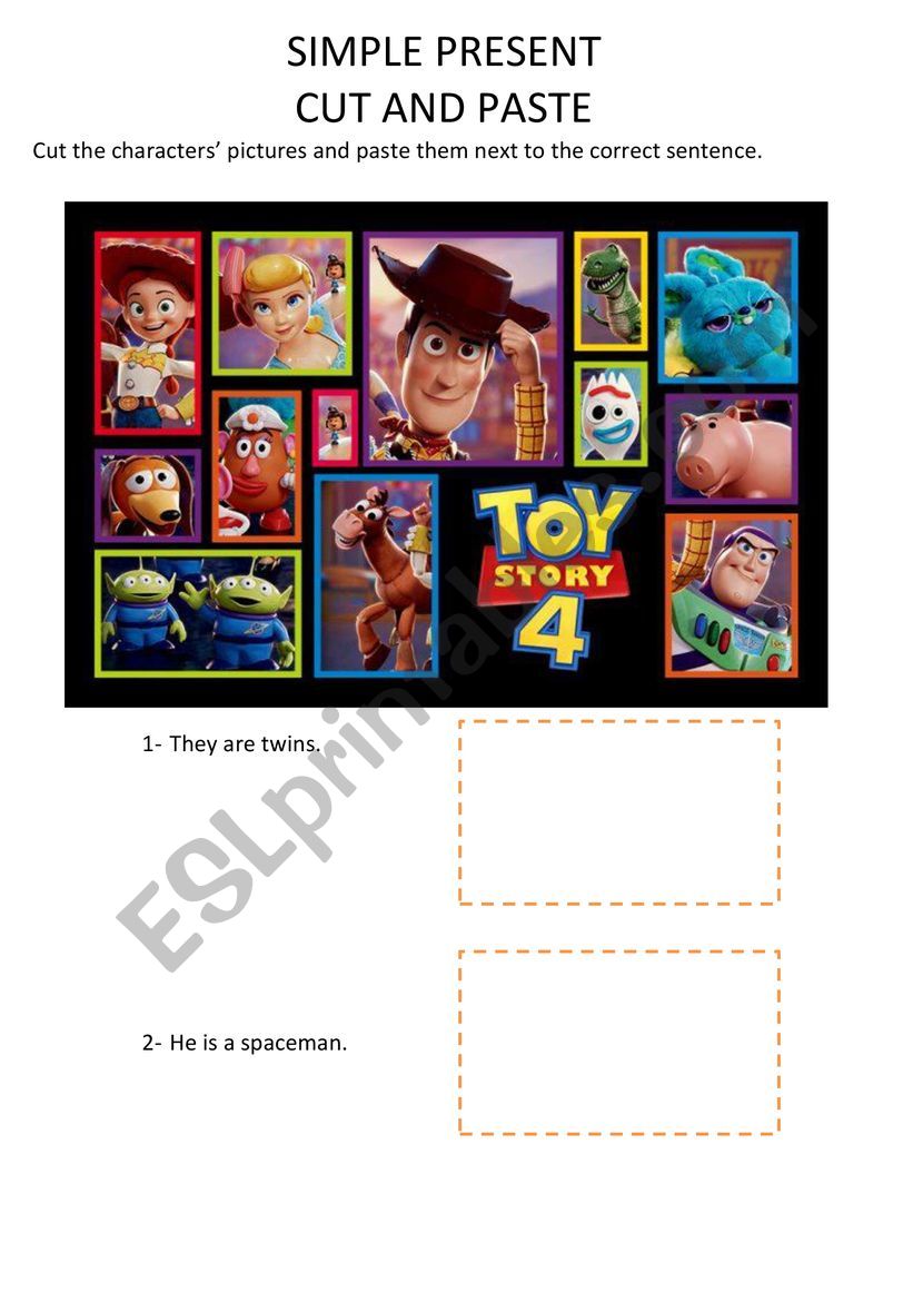 TOY STORY-CUT AND PASTE-SIMPLE PRESENT