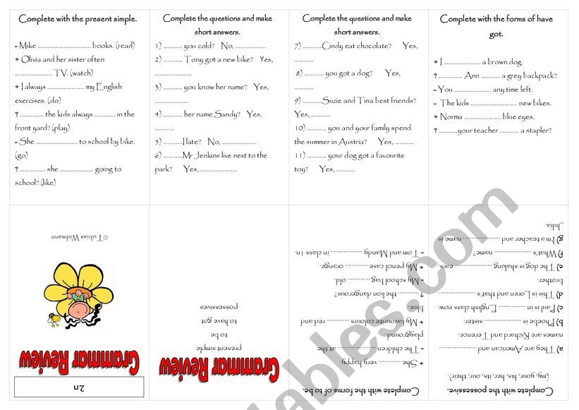 minibook present simple, to be, have got, possessives, there is there are