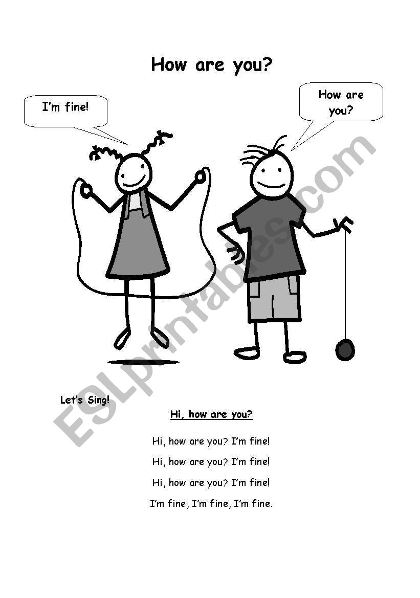 How are you?  I, fine. worksheet