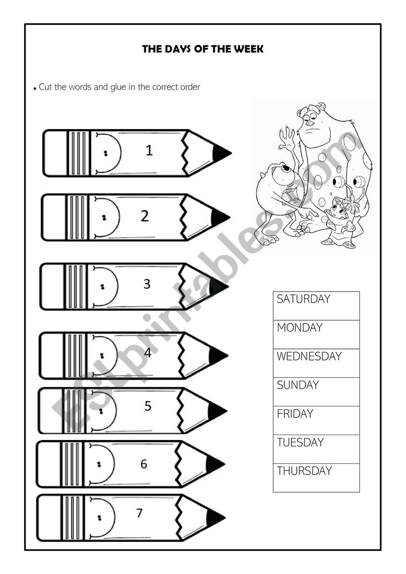  DAYS OF THE WEEK worksheet