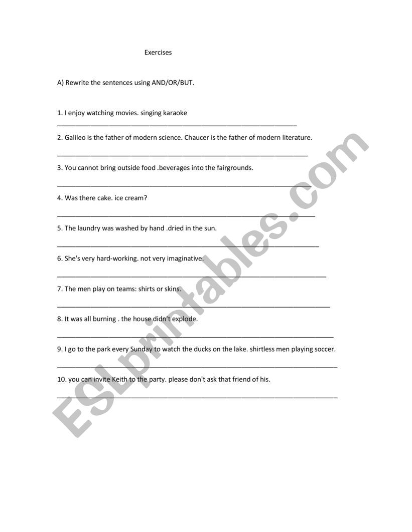 CONJUCTIONS worksheet