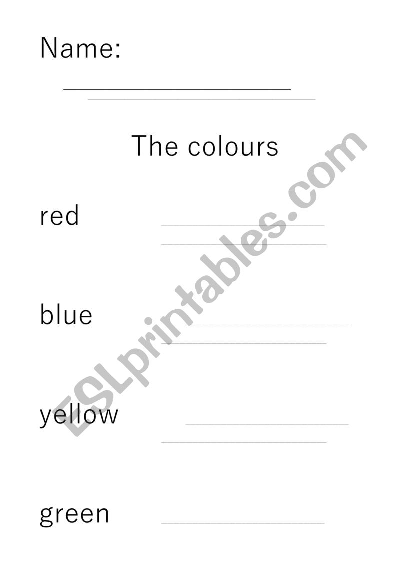 COLOURS worksheet