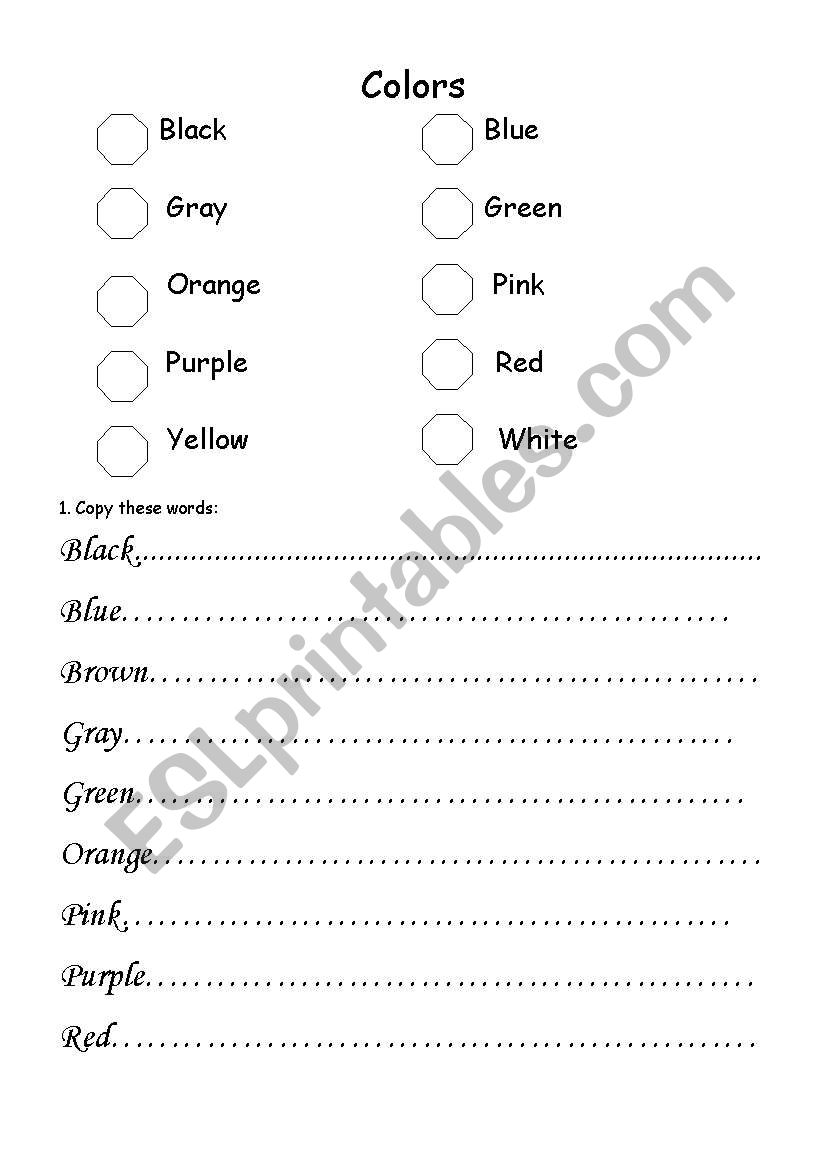 Colors worksheet