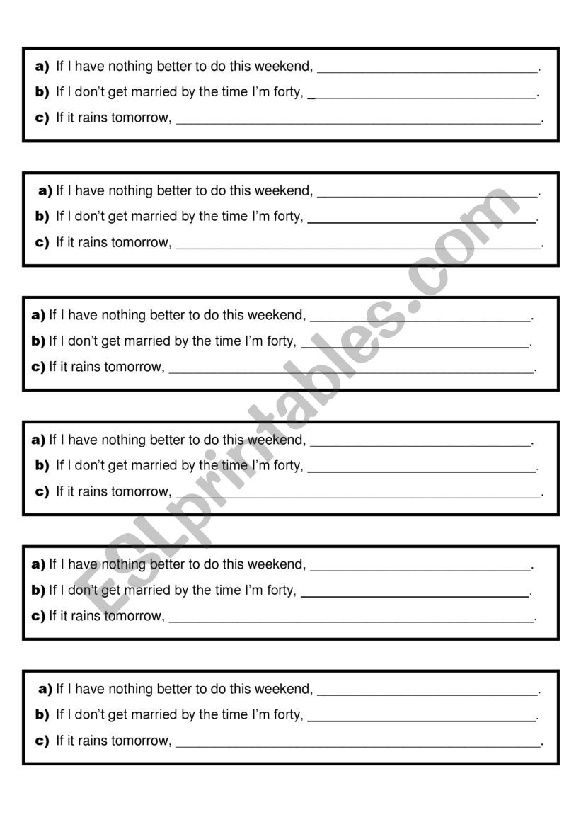 1st conditional worksheet