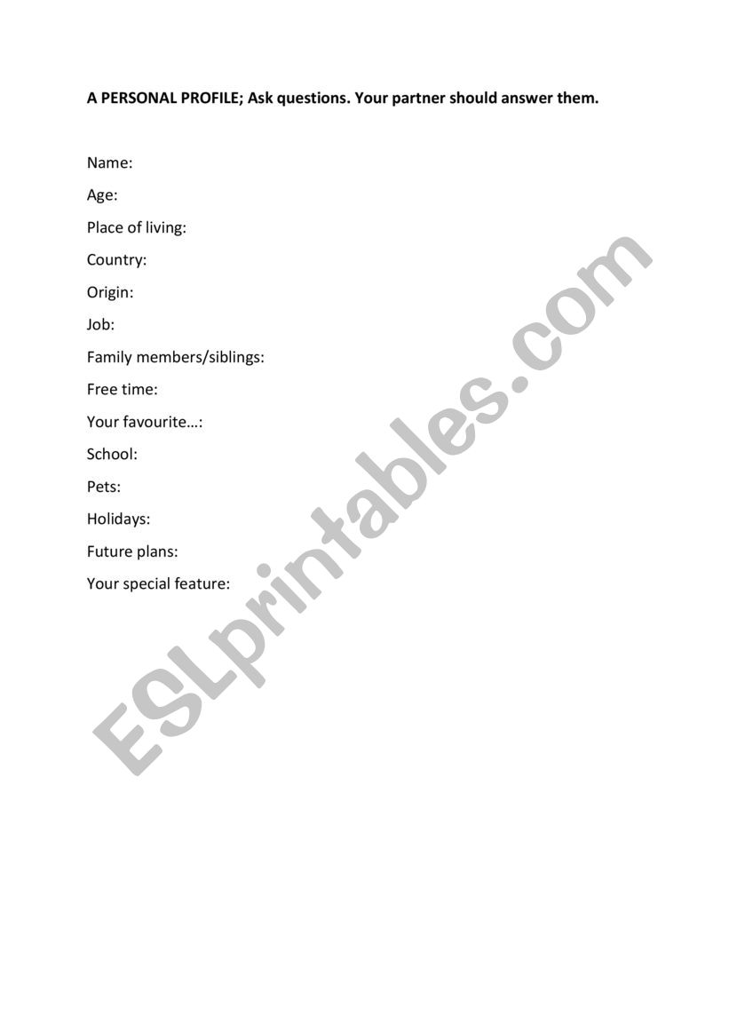 Getting to know a person worksheet