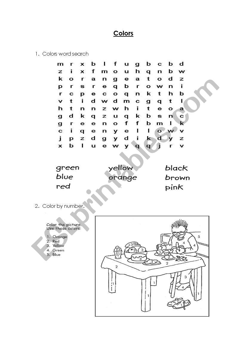 Colors worksheet