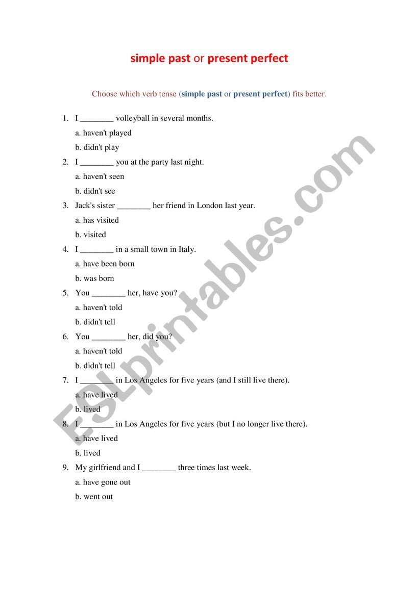 simple past or present perfect