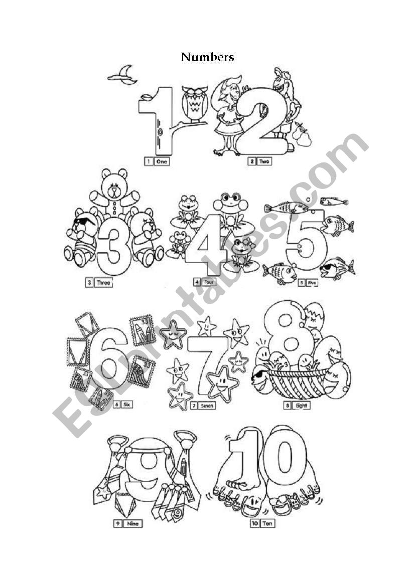 Numbers 1 - 10 worksheet