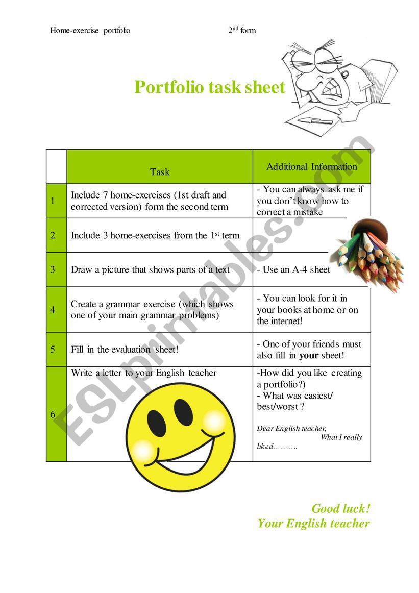 Home exercise Portfolio worksheet
