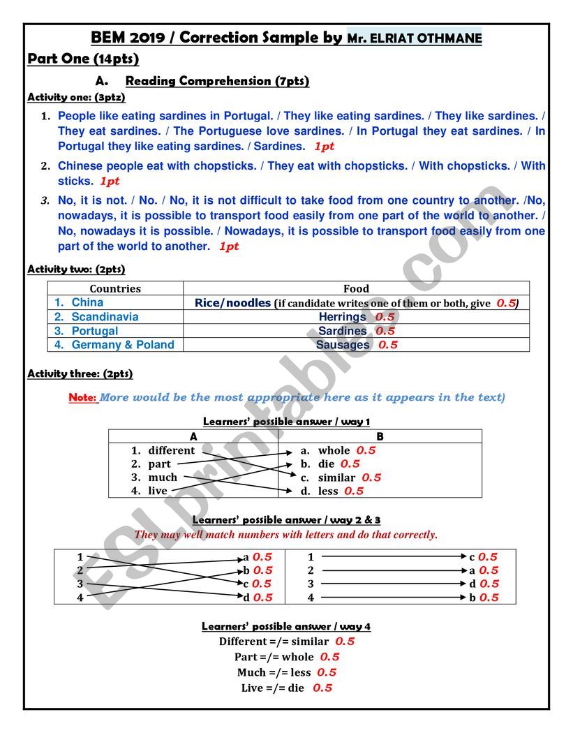 exam  worksheet