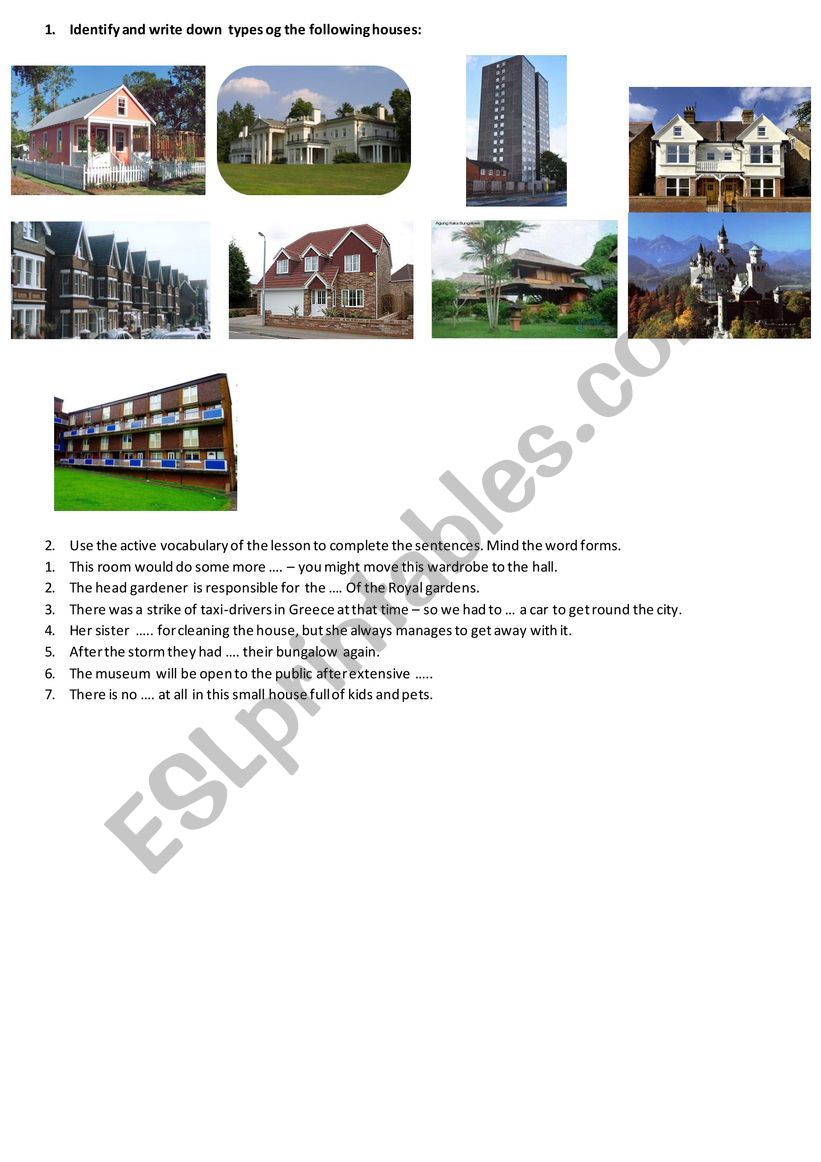 Houses in Britain worksheet