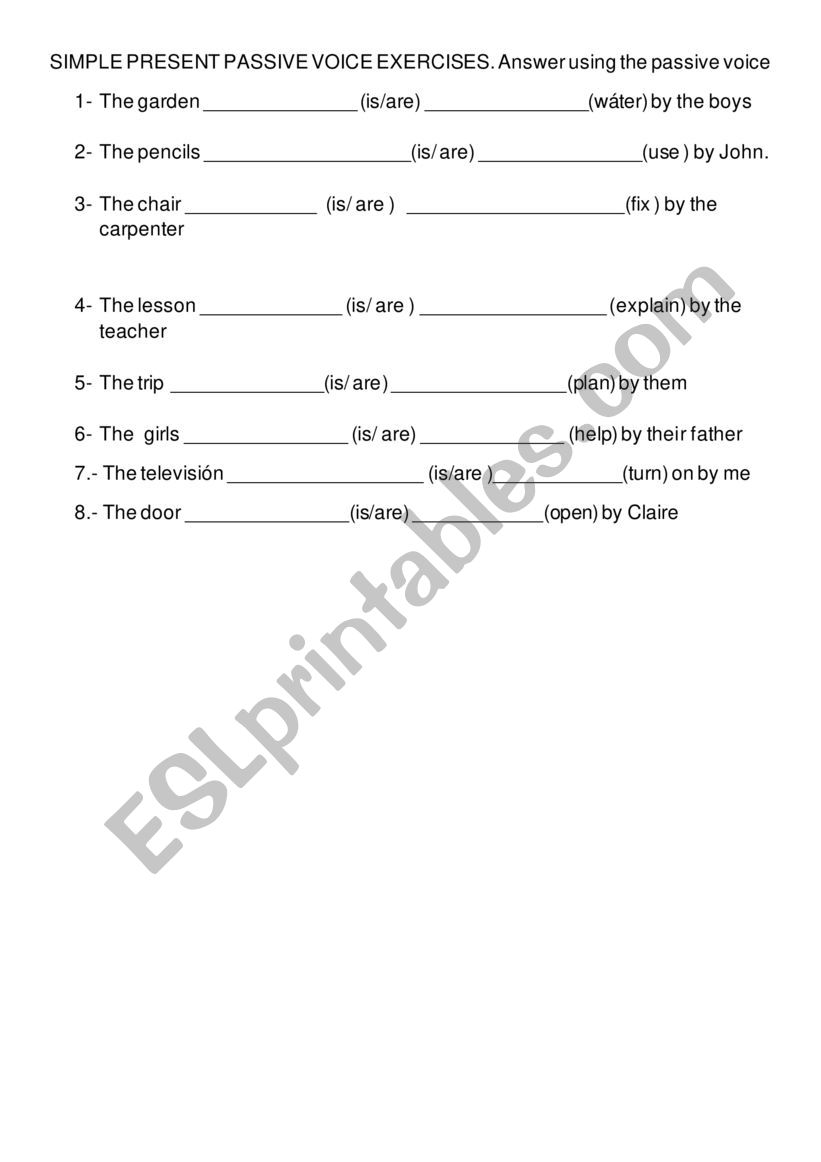 simple prsent passive voice worksheet