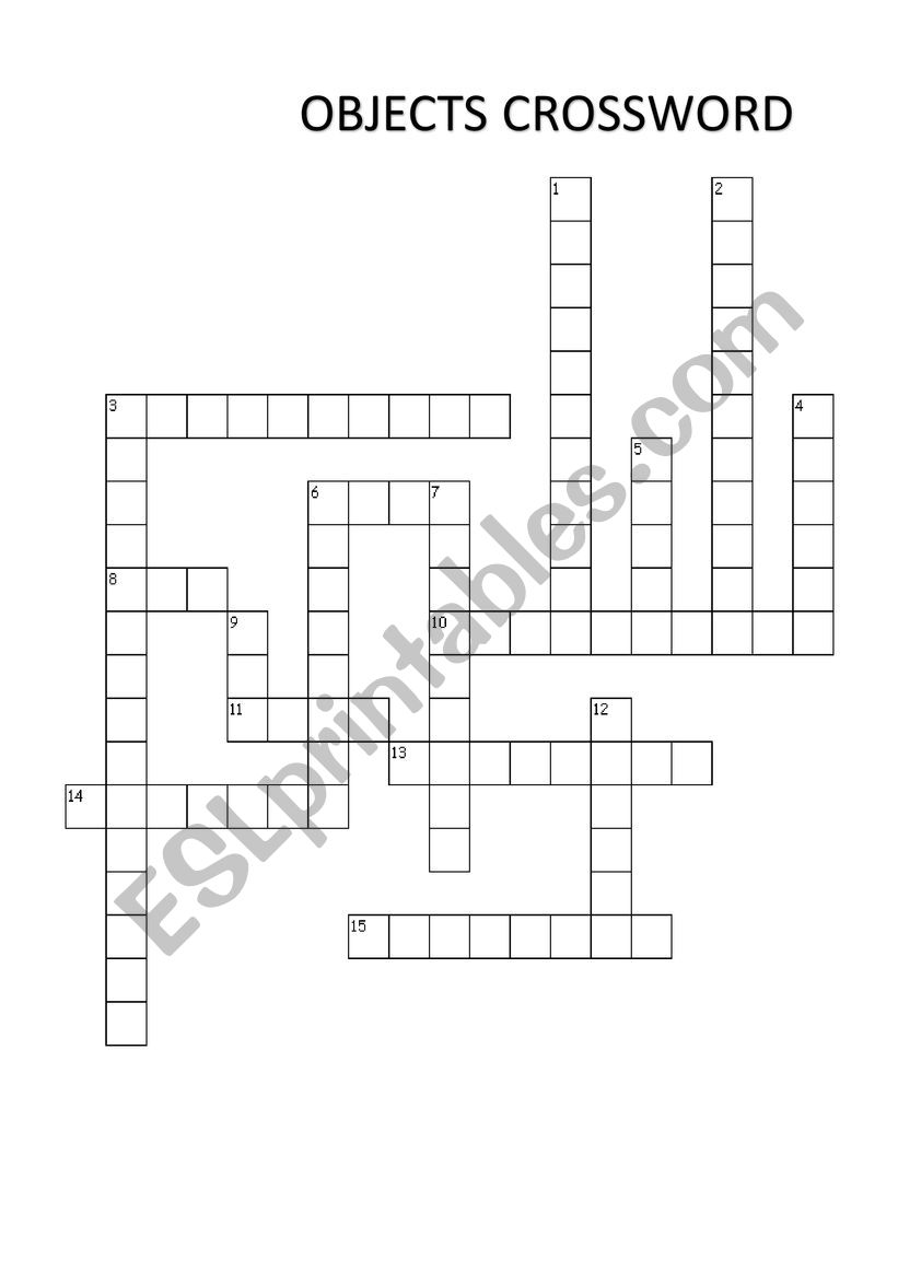 OBJECTS CROSSWORD worksheet