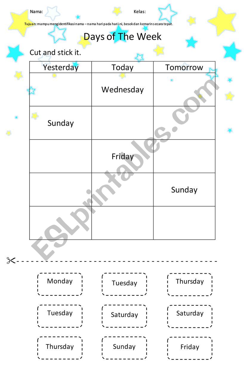 Days of the Week worksheet