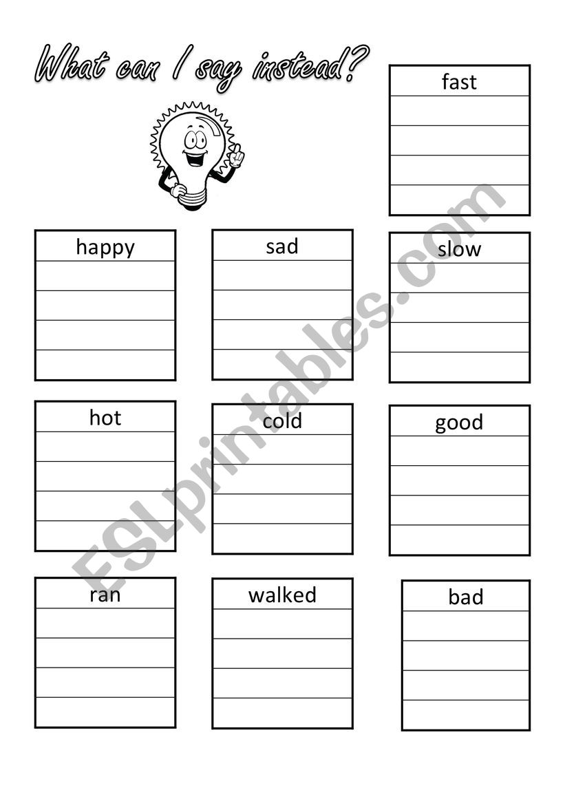 What can I say instead? worksheet
