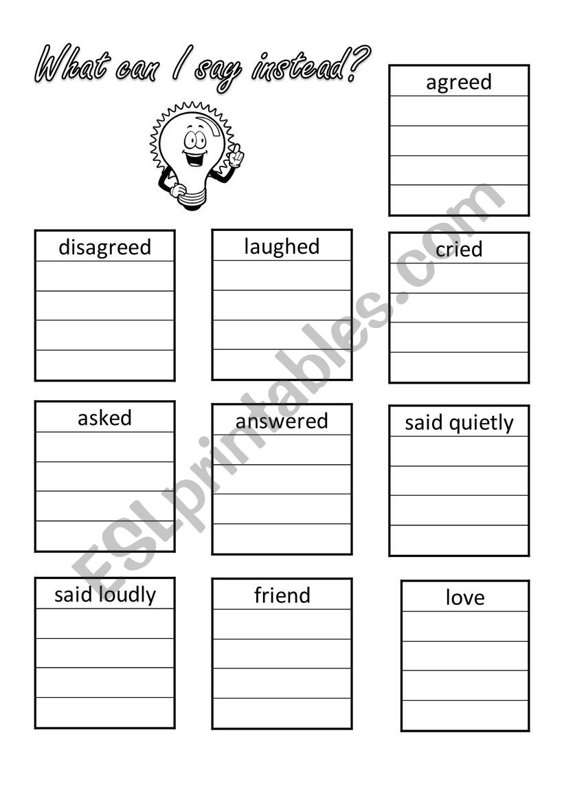 What can I say instead? worksheet