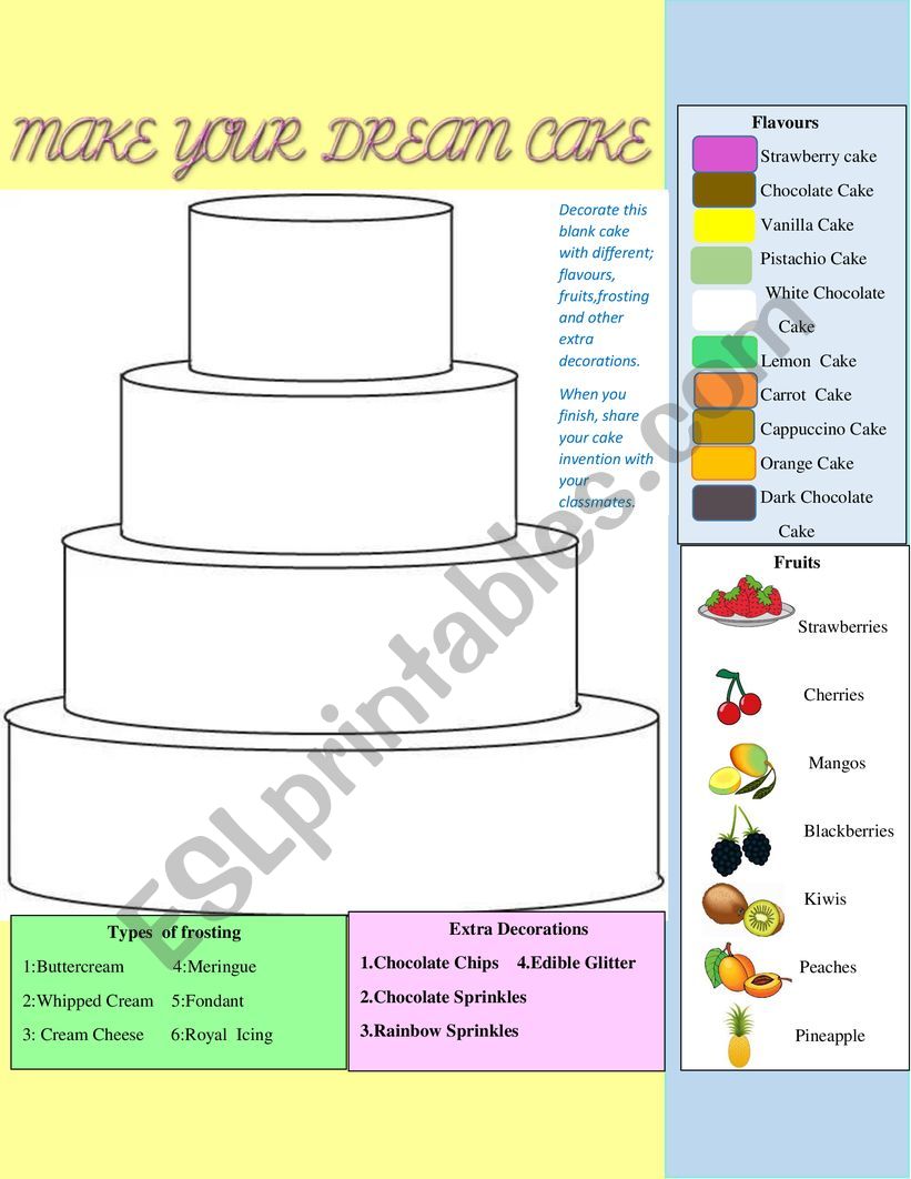 MAKE YOUR DREAM CAKE worksheet