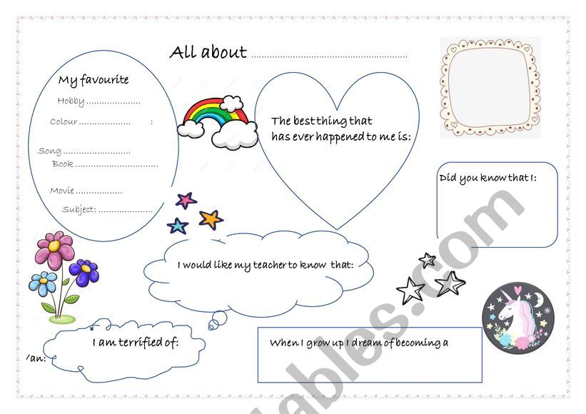 All About Me  worksheet