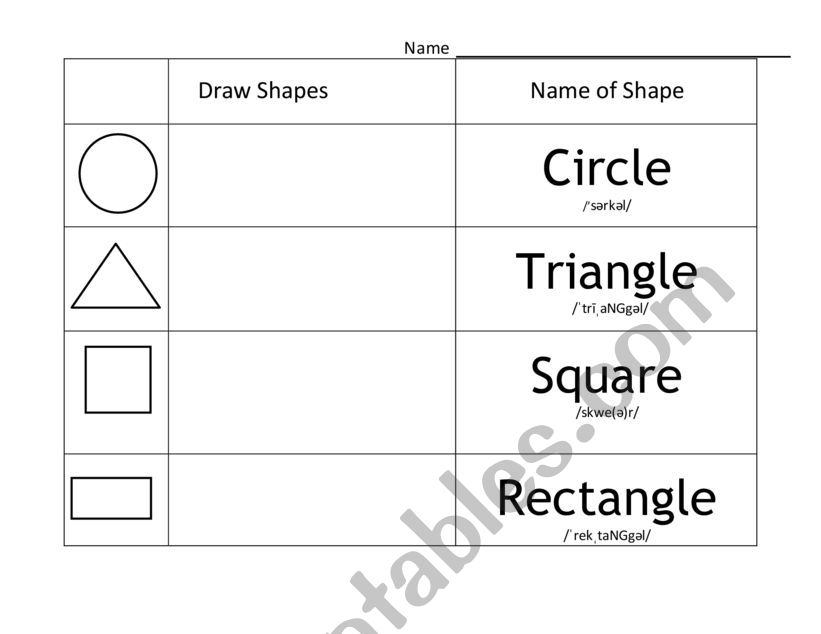 2D shapes worksheet ESL worksheet by ajengrzky