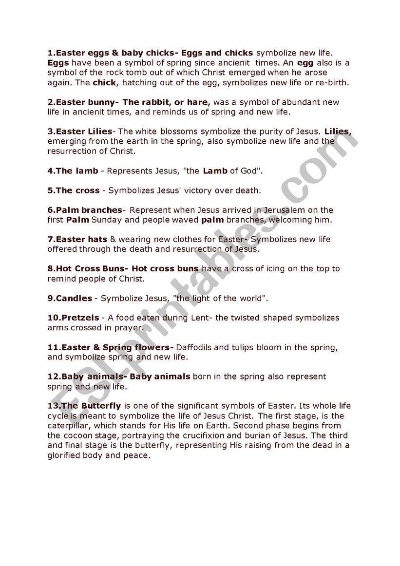 Easter Reading Comprehension worksheet