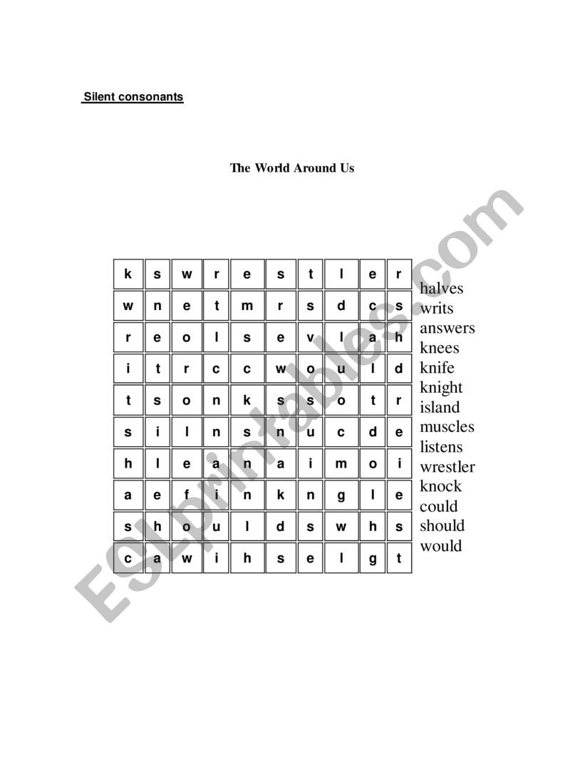 Silent Consonants worksheet