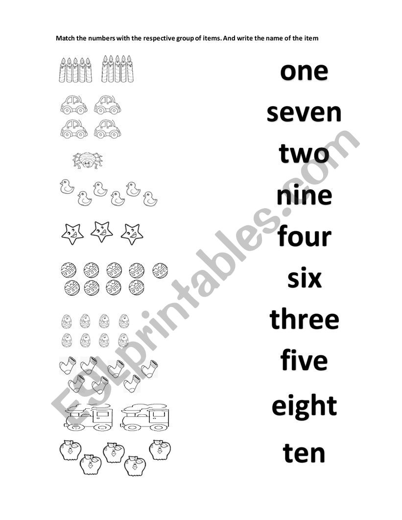 NUMBERS FROM 1 TO 10 worksheet
