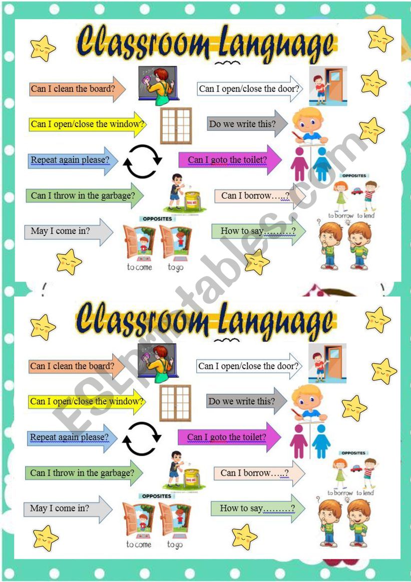 classroom language worksheet