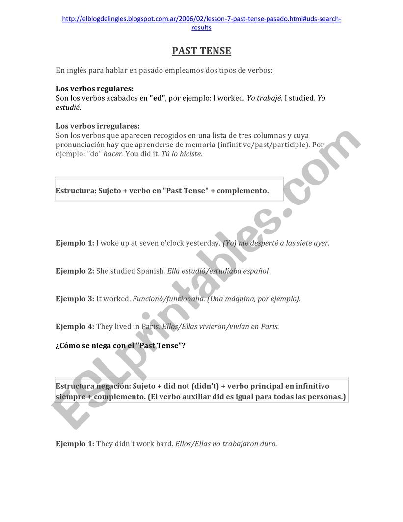 Past Simple worksheet