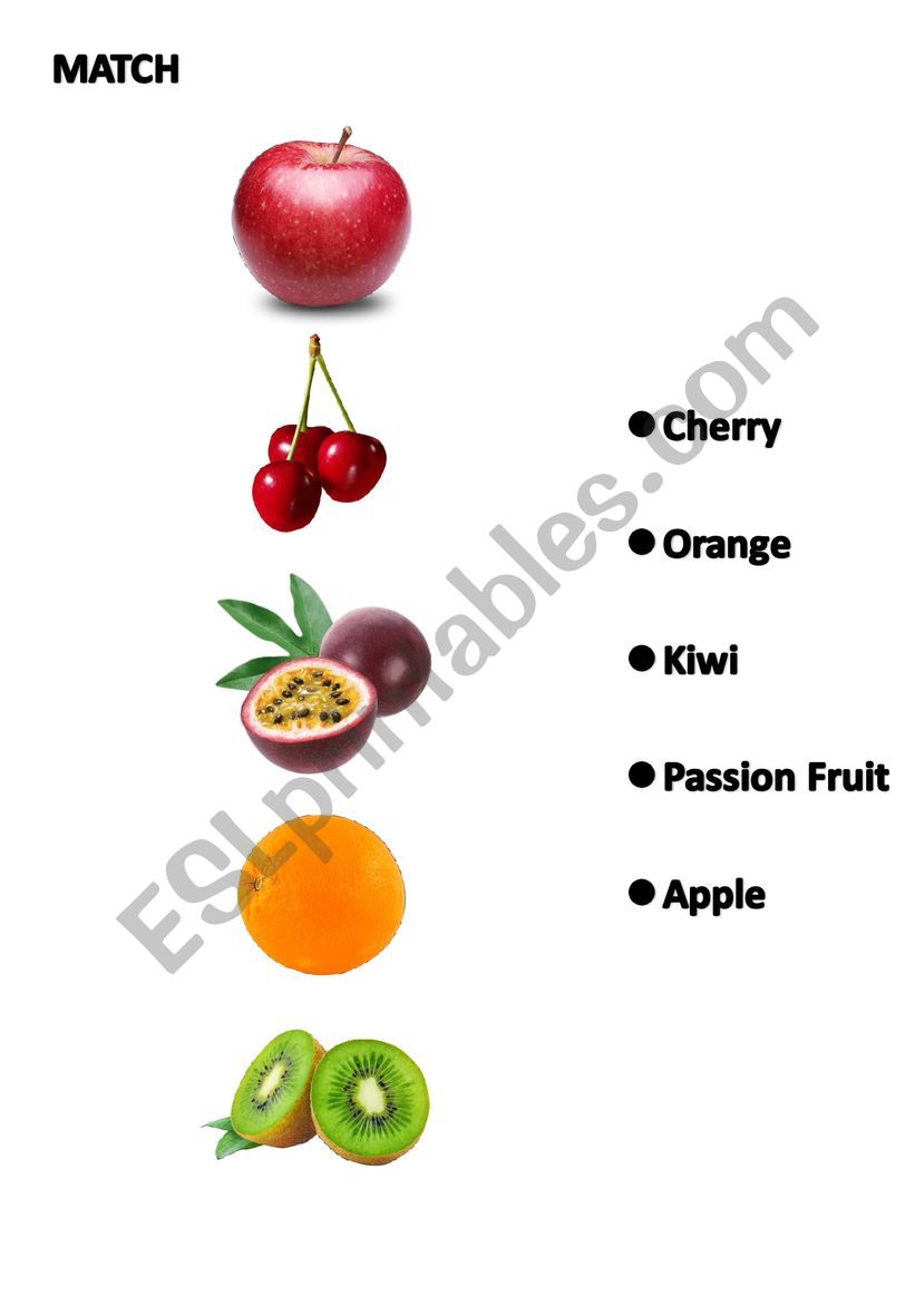 esl Fruit match worksheet