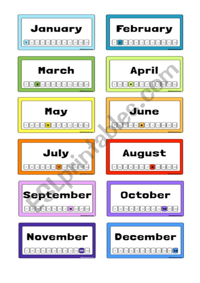 months  worksheet