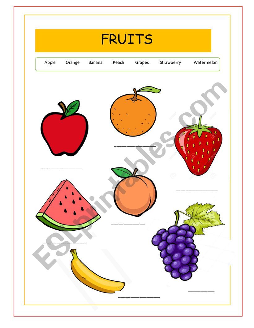 Fruits  worksheet