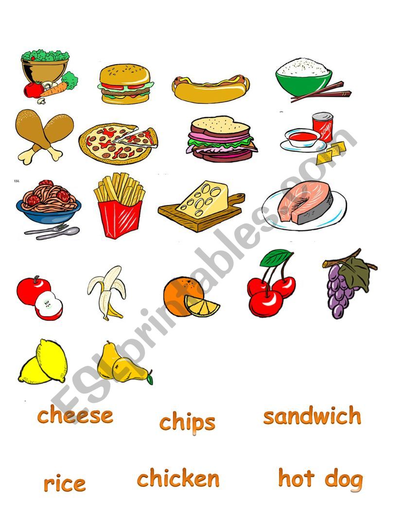 food match up worksheet