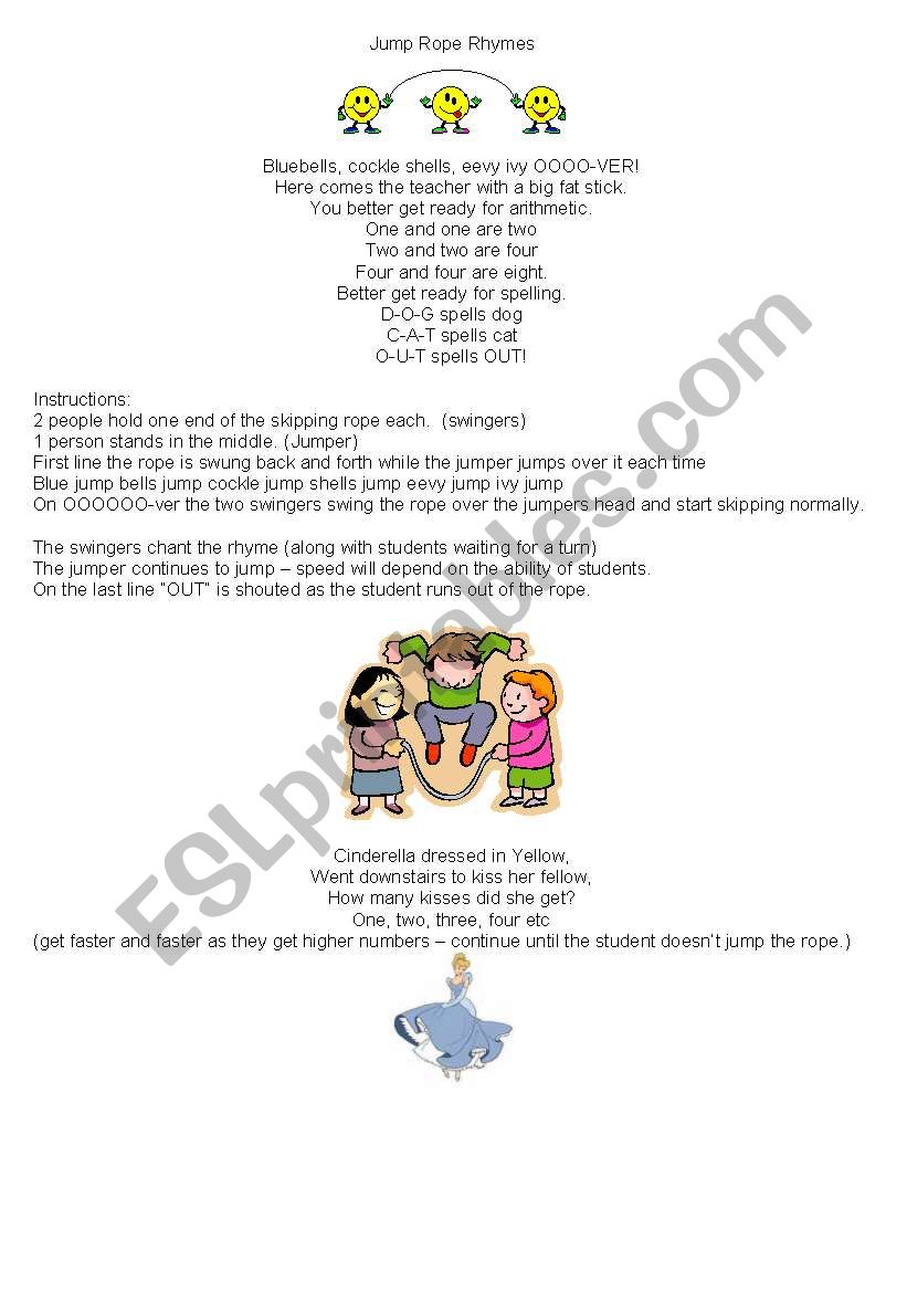 JUMP ROPE RHYMES worksheet