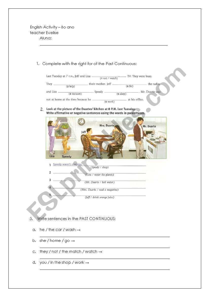 Exercises - past continuous worksheet