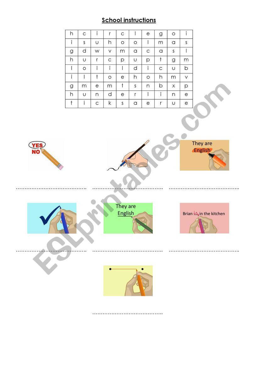 School instructions worksheet