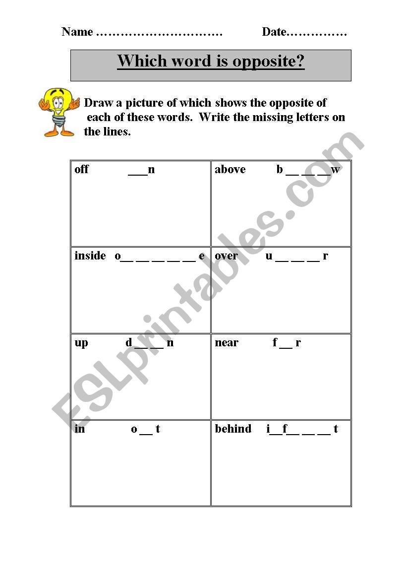 opposites worksheet