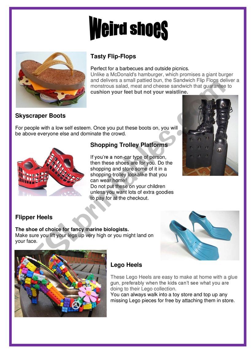 Weird shoes worksheet Weird shoes worksheet