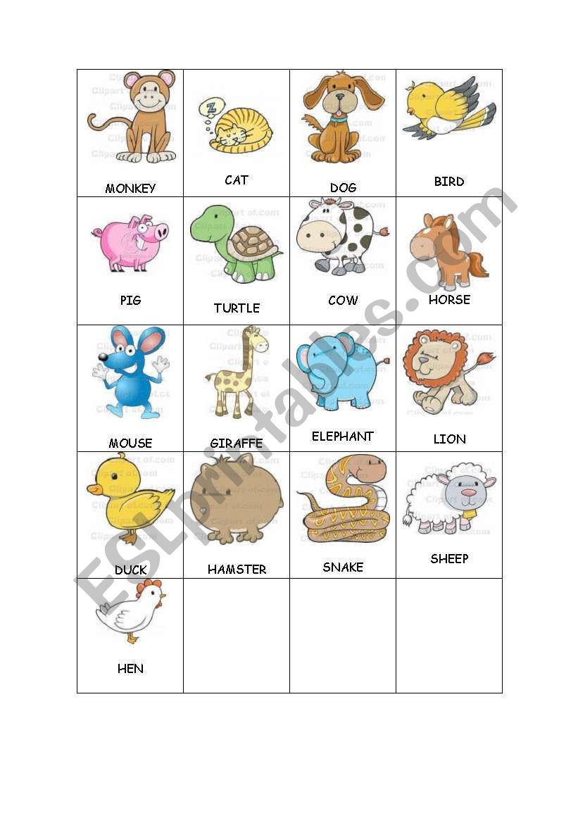 Memory Games - Small Animals worksheet