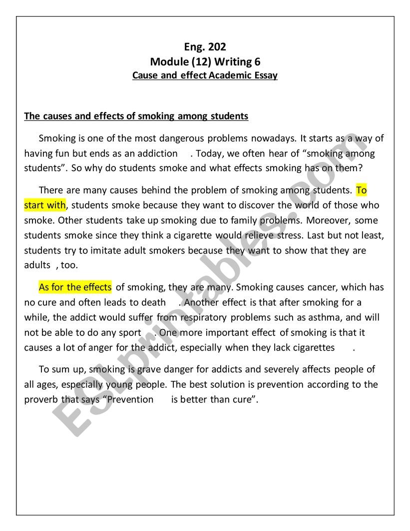 cause and effect essay about stress