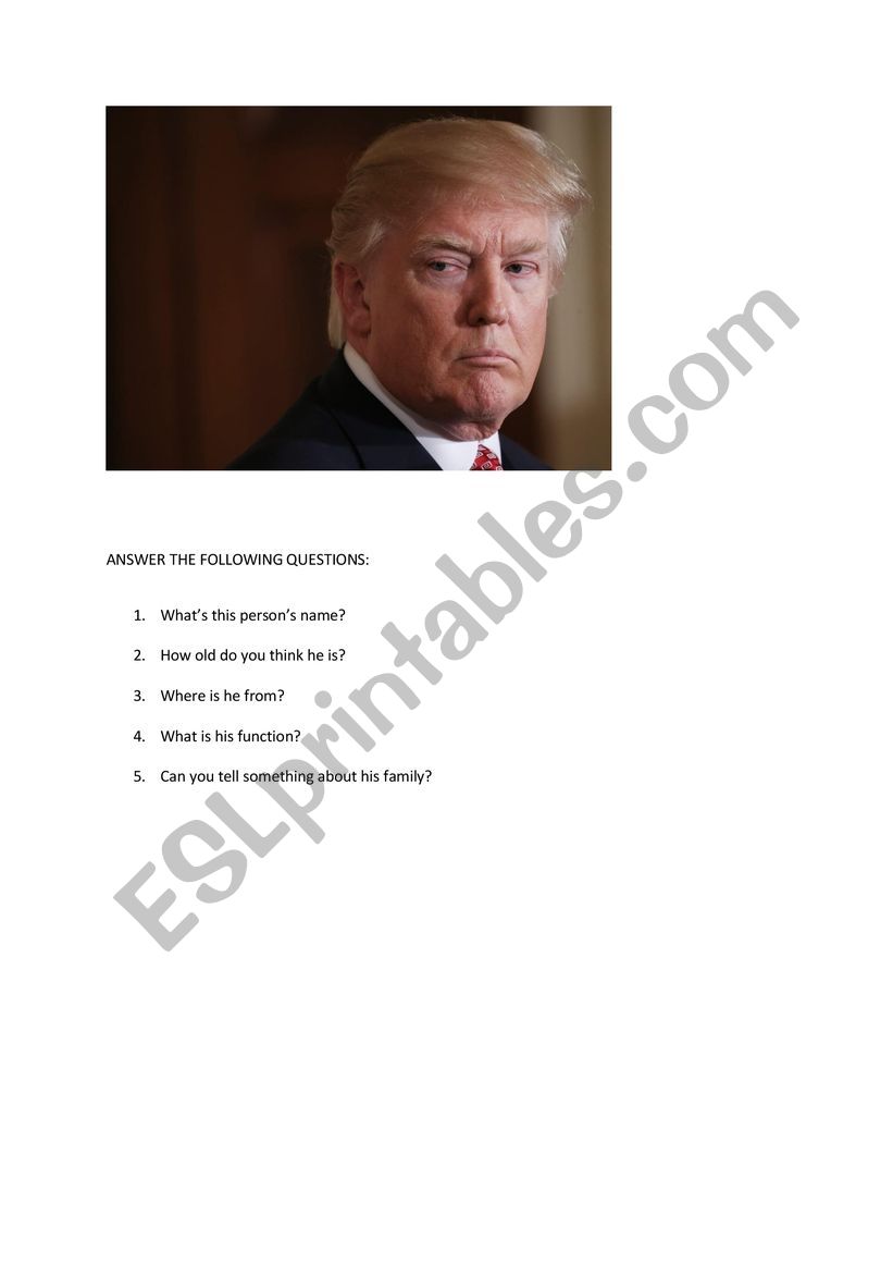 Worksheet on Trump worksheet