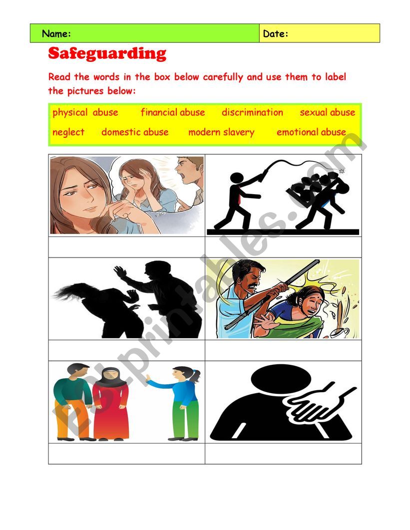 Safeguarding Assessment worksheet