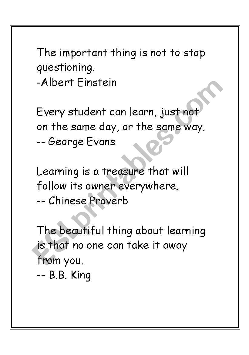 Quotes worksheet