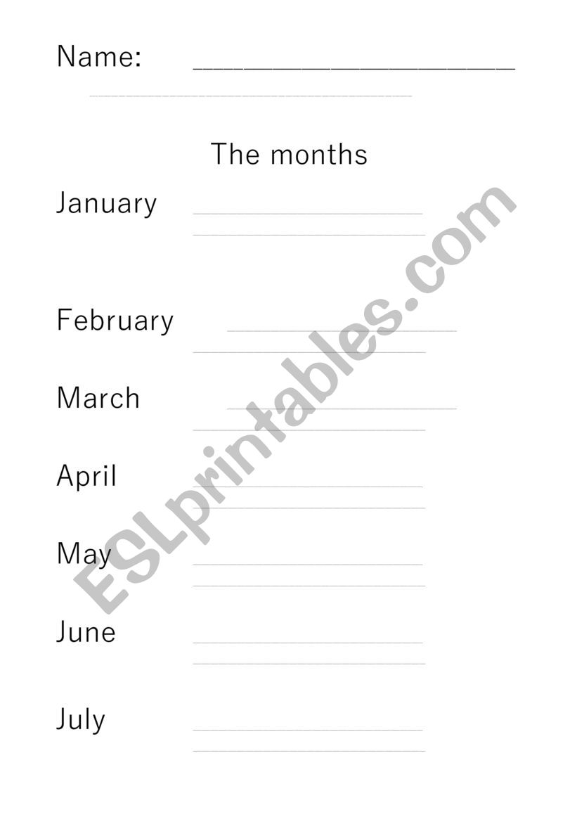 MONTHS worksheet
