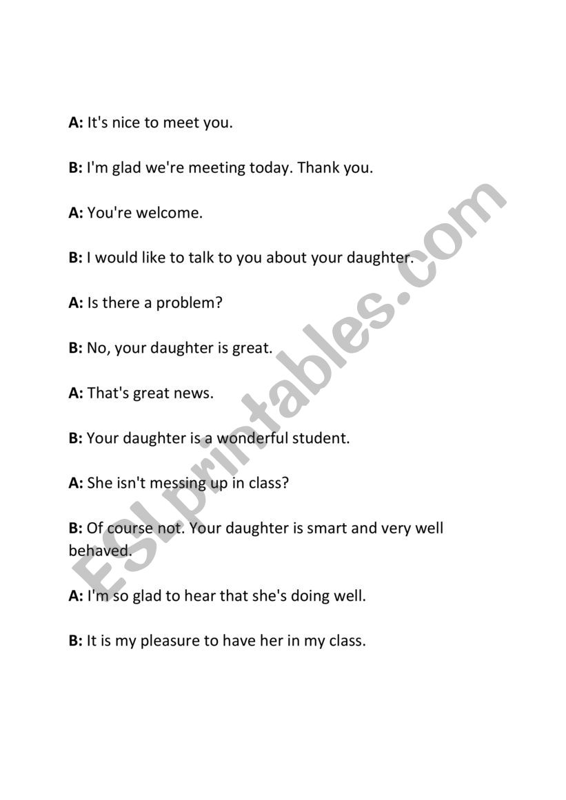 conversation between teacher and parent